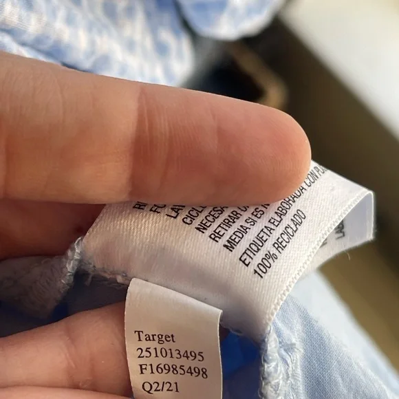 Sandy Liang x Target Blue Gingham 3/4 Sleeve Shirtdress Dress - Picture 7 of 11